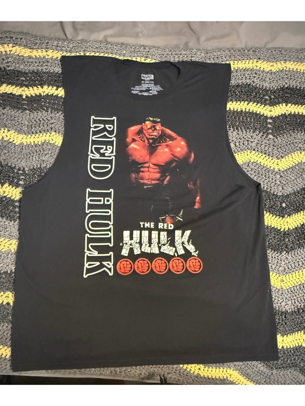 Marvel The Red Hulk Graphic Cut-Off Sleeveless T-Shirt - 2XL